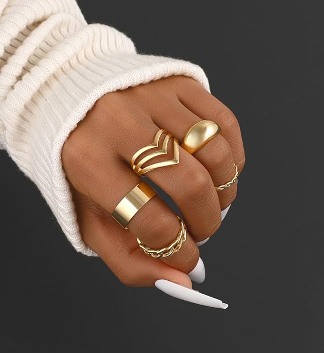 iF YOU 25 Pcs Gold Knuckle Ring Set for Women, Chunky Stackable Finger Midi Rings, Silver Simple Stacking Cute Rings Pack Trendy Stuff Jewelry Gift