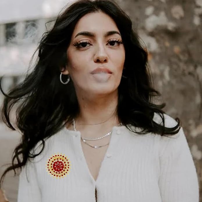 Vintage Rhinestone Round Flower Brooch Pin for Women,Sparkling Floral Lapel Pins Fashion Crystal Cluster Brooches Elegant Dress Accessories Christmas Wedding Jewelry