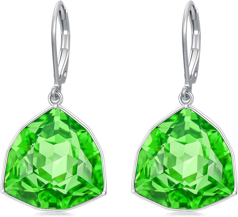 TOUPOP Leverback Earrings for Women Sterling Silver Simple Geometric Birthstone Dangle Drop Earrings Jewelry Christmas Valentine Mothers Day Birthday Gifts for Women Her Wife