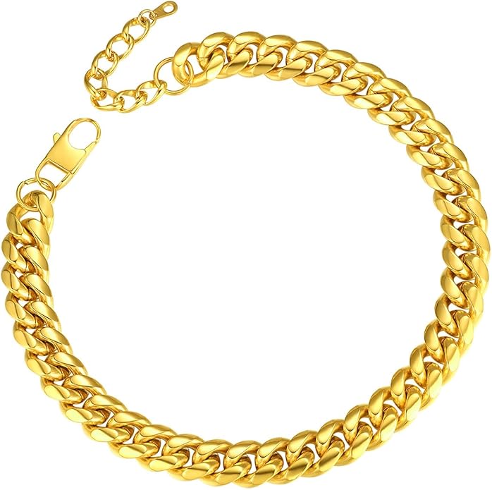 ChainsPro Chunky Miami Cuban Link Chains for Men,Stainless Steel Cuban Chain Necklace,4.8/6/10/14mm Width,No Tarnish& Thick Hip Hop Jewelry,18-30 inch Length, Black/Gold Plated/Silver,Send Gift Box