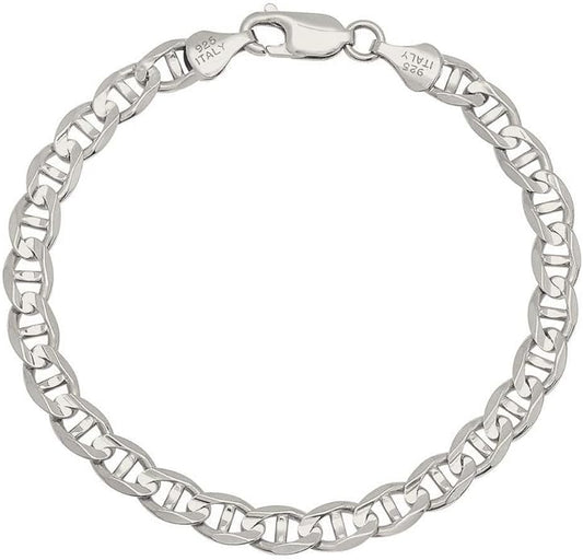 Savlano 925 Sterling Silver Solid Italian Figaro, Rope,Herringbone, Curb, Ball Bead, Snake, Mariner Chain Anklet for Women, Comes in 0.8mm - 5mm With Gift Box