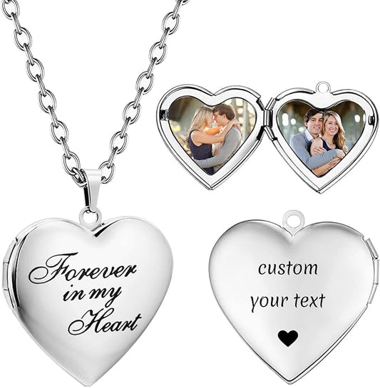 PHOCKSIN Personalized Locket Necklace for Women Photo Necklace with Customized Picture Birth Flower Birthstone New Years Gifts for Women