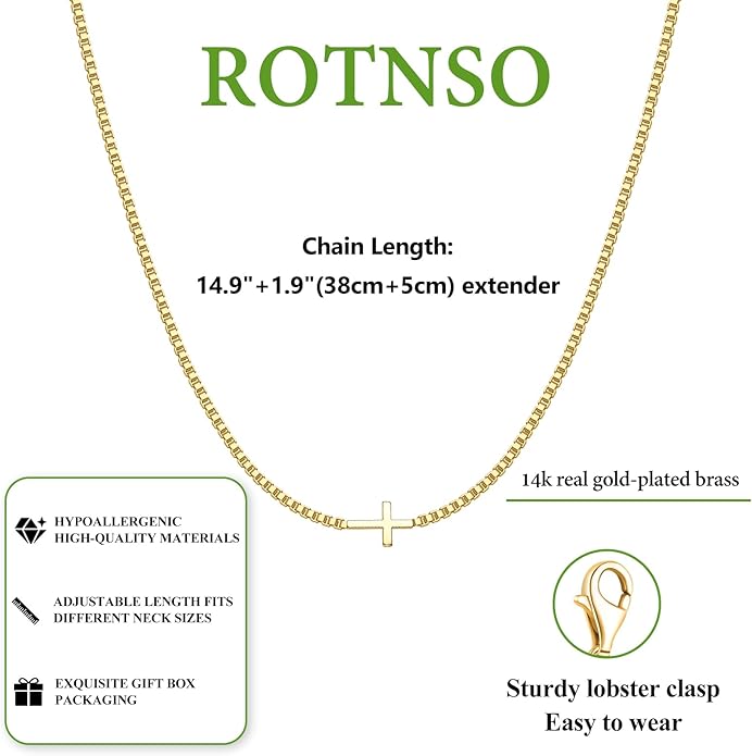 Cross Necklace for Women 14K Gold Silver Plated Dainty Small Cross Pendant Choker Simple Trendy Cute Cross Charm Chain Necklace Easter Basket Stuffers Baptism Religious Faith Jewelry Gift