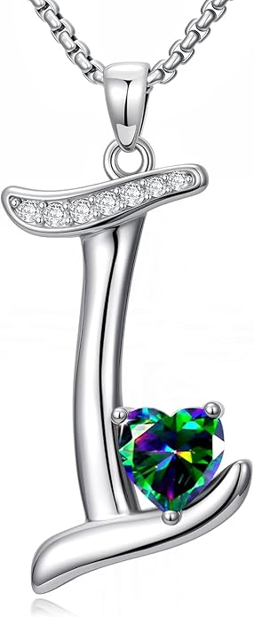 Christmas Gifts for Women Alphabet A to Z Initial Birthstone Pendant Necklaces for Women - 18k White Gold Plated Personalized Name Jewelry Valentine Mothers Day Birthday Gifts for Women Her Girlfriend