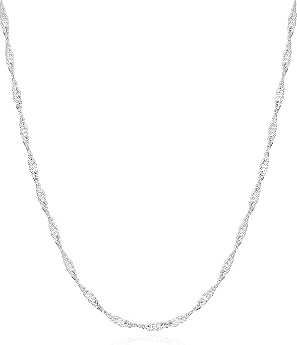 925 Sterling Silver Singapore Chain Lobster Clasp Paperclip Necklace for Women Sparkling Chain 2mm2.5mm3mm4mm5mm Gifts for Her