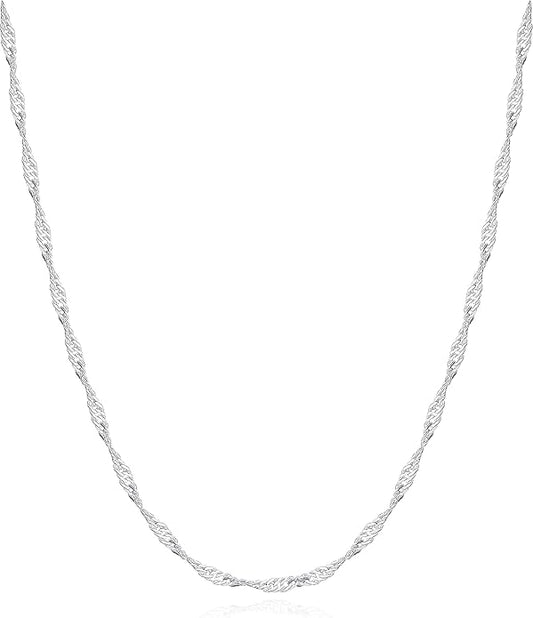 925 Sterling Silver Singapore Chain Lobster Clasp Paperclip Necklace for Women Sparkling Chain 2mm2.5mm3mm4mm5mm Gifts for Her