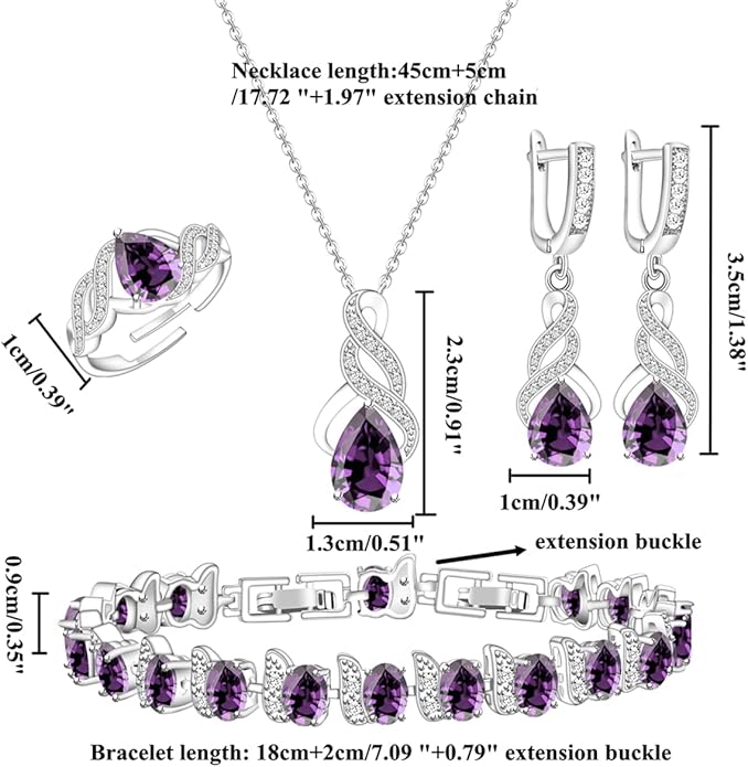 ZCGJWE Wedding Jewelry Set for Women Gem Necklace Earrings Bracelet Luxury Jewelry Set Birthday Valentine's Day Mother's Day Christmas Prom Jewelry Gift