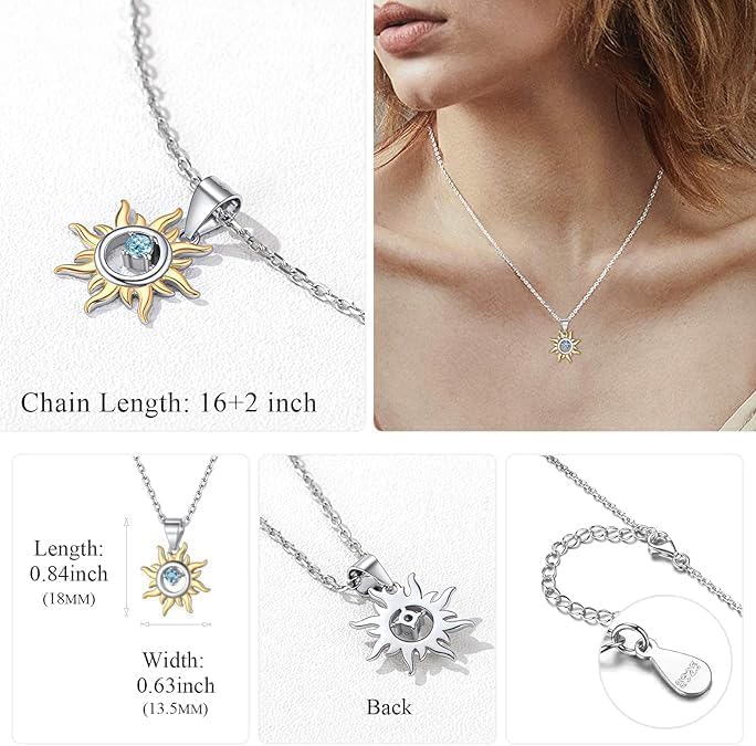ChicSilver Personalized 925 Sterling Silver Dainty Small Heart/Star/Moon/Dot/Triangle Pendant Necklace for Women, Silver/Gold/Rose Gold/Black (with Gift Box)