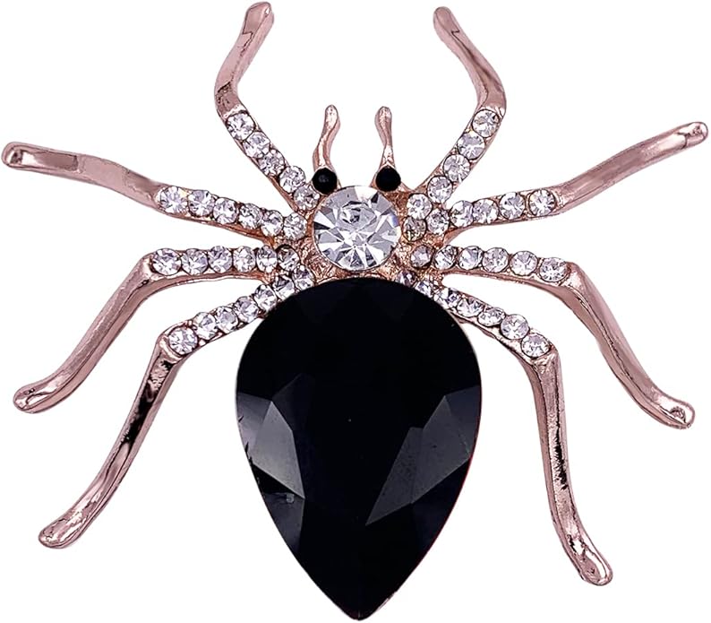 SELOVO Spider Scarf Brooch Pin Broach Crystal Jewelry Rose Gold Tone