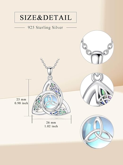WINNICACA Christmas Gifts for Women Witches Knot Celtic Knot Necklace Sterling Silver Celtic Jewelry Protection Necklaces Irish Jewelry Birthday Gifts for Women Mom Wife Her