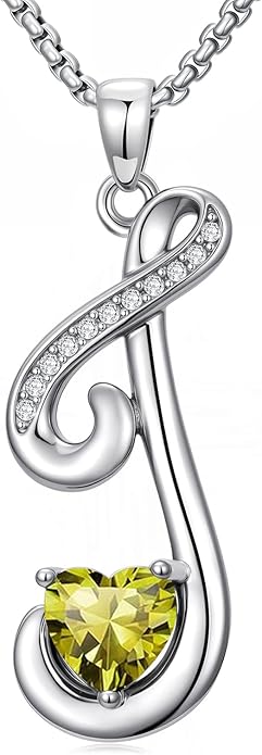 Christmas Gifts for Women Alphabet A to Z Initial Birthstone Pendant Necklaces for Women - 18k White Gold Plated Personalized Name Jewelry Valentine Mothers Day Birthday Gifts for Women Her Girlfriend