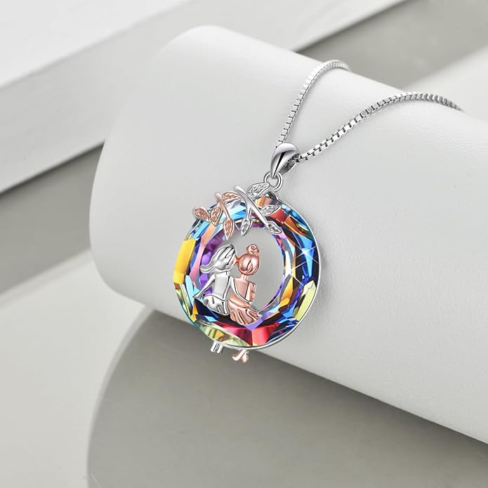 AOBOCO Gifts for Sister 2 3 Sisters Necklace for Women Sterling Silver Sister Crystal Pendant Jewelry Birthday Christmas Gifts for Friend Female Friendship Lasts Forever