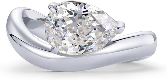 PAVOI 14K Gold Plated Wavy Engagement Ring for Women | Solitaire Cubic Zirconia Wedding Band & Promise Rings for Her | Trendy Fashion Jewelry