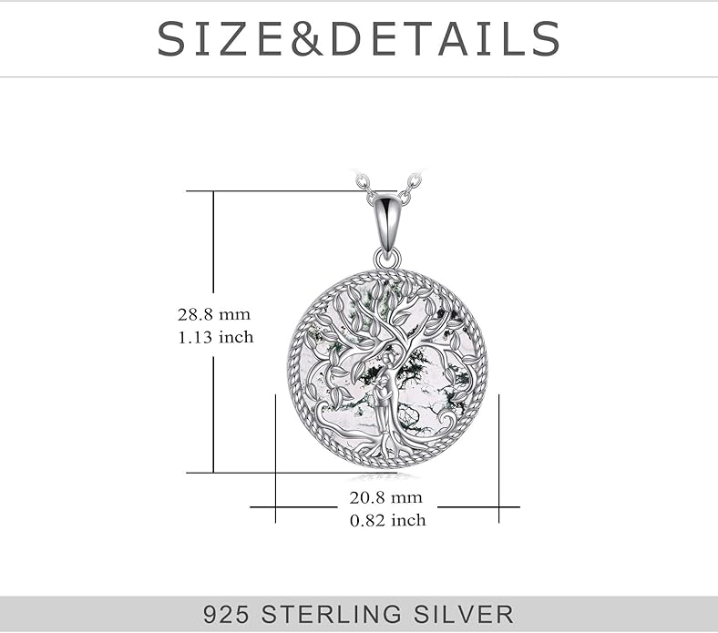 TIGER RIDER Tree of Life Necklace Sterling Silver Family Tree Pendant Jewelry for Mother Grandmother