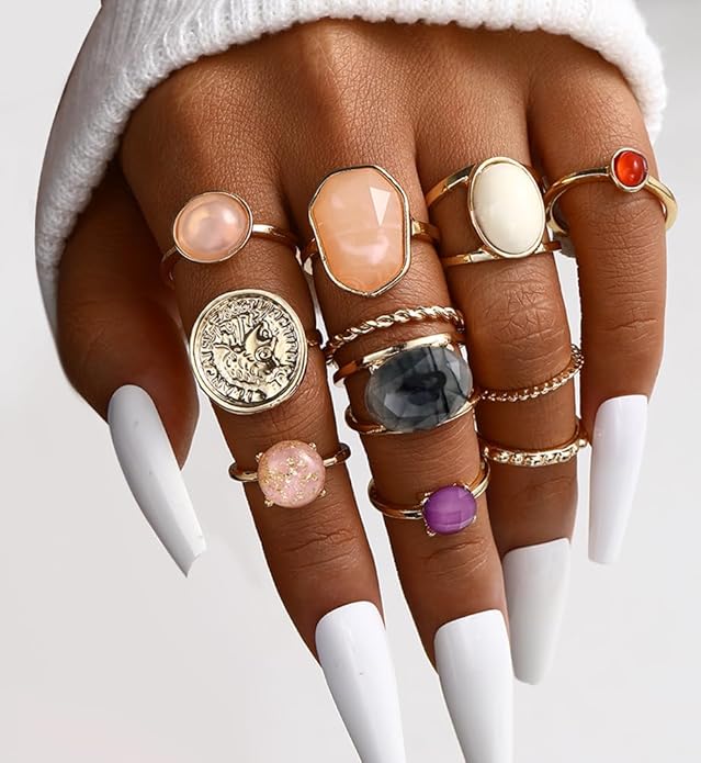 iF YOU 25 Pcs Gold Knuckle Ring Set for Women, Chunky Stackable Finger Midi Rings, Silver Simple Stacking Cute Rings Pack Trendy Stuff Jewelry Gift