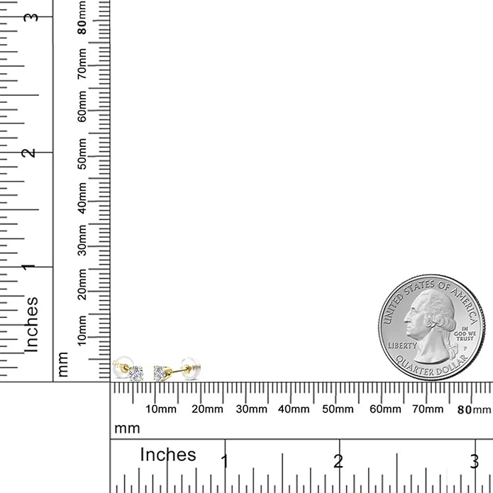 Gem Stone King 0.20 to 6 Cttw 14K Gold Lab Grown Diamond Stud Earrings | Gold Earrings For Women Men | E-F Color | VS1-VS2 Clarity