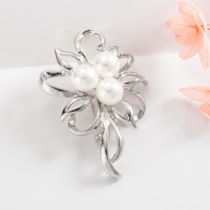 HAISWET Flower Simulated Pearl Elegant Brooch Pins Jewelry Wedding