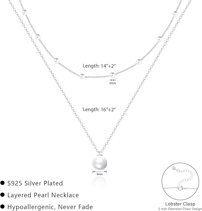 OGD Gold Pearl Necklaces Set for Women 14K Gold Plated Dainty Layered Pearl Cute Daisy Pearl Choker Gold Necklace Gifts for Women Gold Trendy Jewelry Gifts
