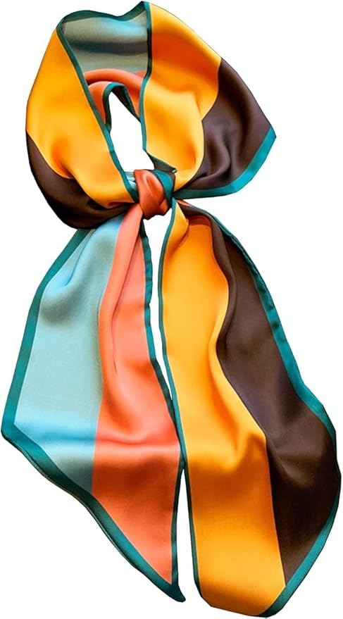 Hioyiwse Head Scarf Hair Neck Scarves For Women Purse Bag Scarfs For Handbags Silky Long Thin Satin Headscarf Fashion