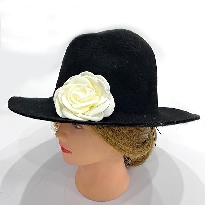 Sanrich Women's Brooches 4pcs Rose Flower Hair Clip Mexican Hair Flowers Clips Hairpin Brooch Tea Party Hats Headpieces (off white)