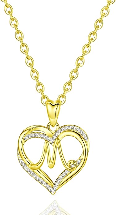 INFUSEU Unique Initial Necklaces for Women Girls Small Heart Letter Jewelry, Meaningful Personalized Gifts