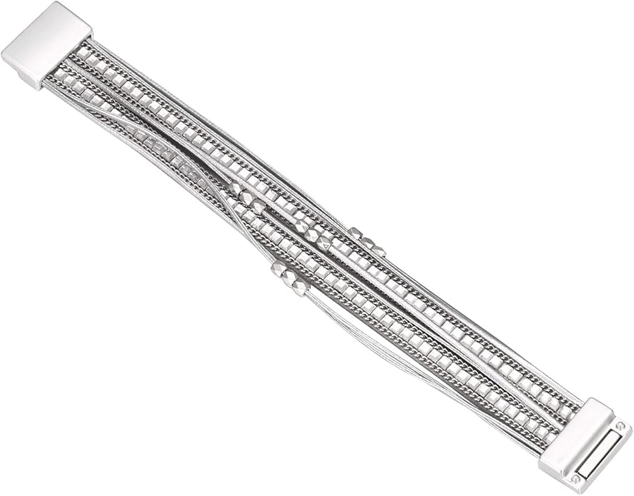 Fesciory Leather Wrap Bracelets for Women, Boho Leopard Multi-Layer Crystal Beads Cuff Bracelet Jewelry