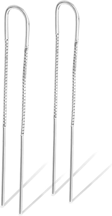 Altitude Boutique Threader Chain Earrings for Women | Gold Vermeil or Sterling Silver Long Dangle Earrings | Gold Drop Earrings Long Chain Earrings for Women, Dangle Earrings