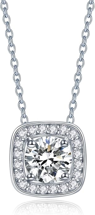 IMOLOVE Moissanite Solitaire Pendant Necklaces for Women Sterling Silver with 18K White Gold Plated 1-3 Carat D Color VVS1 Clarity Mossanite Jewelry for Women