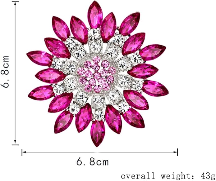 Rhinestone Sunflower Brooch for Women Sparkling Cubic Zirconia Flower Brooch Pin Elegant Large Crystal Floral Lapel Pin Dainty Clothing Hat Bag Accessories Christmas Wedding Bridal Birthday Jewelry