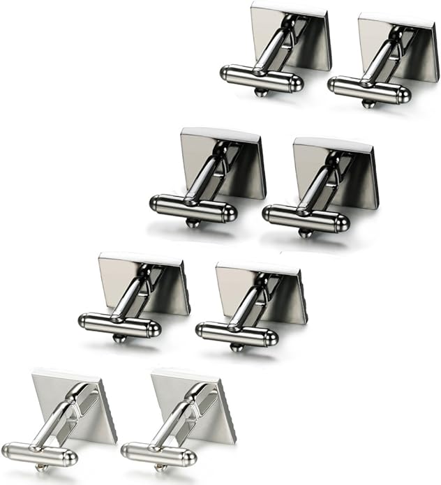 FIBO STEEL Cufflinks for Men Classic Black Cufflink Set Unique Round Square Rectangle Cuff Links for Business Shirt Formal Wedding Tuxedo Groom Suit Accessories Men Present