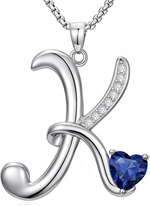 Christmas Gifts for Women Alphabet A to Z Initial Birthstone Pendant Necklaces for Women - 18k White Gold Plated Personalized Name Jewelry Valentine Mothers Day Birthday Gifts for Women Her Girlfriend