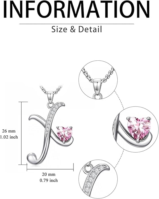 Christmas Gifts for Women Alphabet A to Z Initial Birthstone Pendant Necklaces for Women - 18k White Gold Plated Personalized Name Jewelry Valentine Mothers Day Birthday Gifts for Women Her Girlfriend