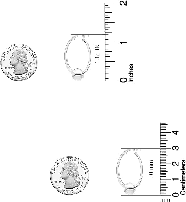 LeCalla 925 Sterling Silver Beaded Ball Hoop Earrings | Lightweight Sleeper Bead Ball Earring Hoops | Cape Style Hoop Earrings for Women