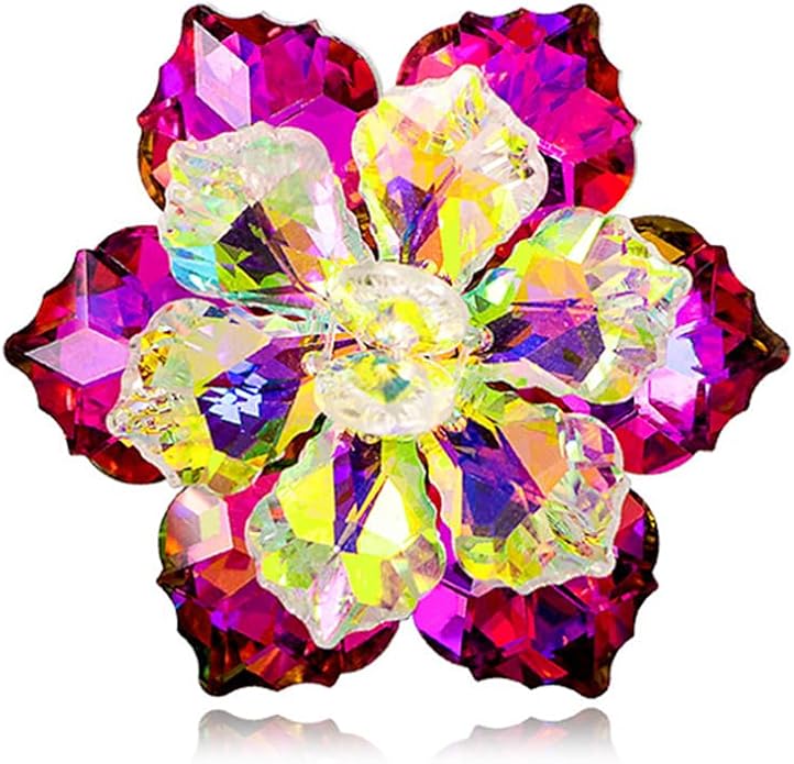 Rhinestone Sunflower Brooch Pin for Women Red Black Purple Large Flower Broochs Snowflake Brooch Marquise Wreath Brooches Jewelry