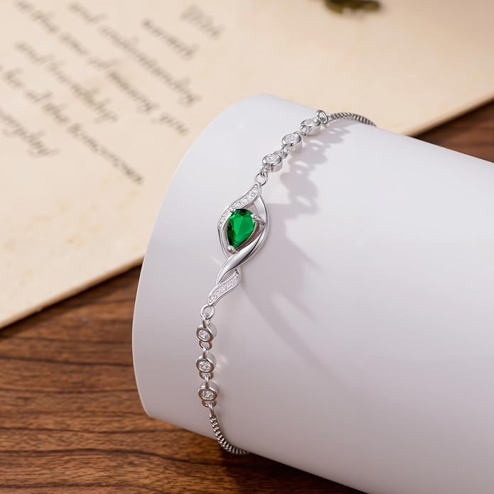 Christmas Gifts Birthstone Bracelet for Women 925 Sterling Silver Infinity Love Jewelry Birthday Gifts for Women Mom Wife Girlfriend