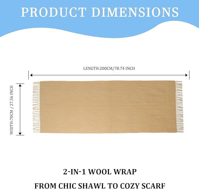 Temminc Winter Scarf for Women - Soft Warm Pashmina Shawl Wrap, Lightweight Fashion Blanket Travel Shawl, Solid Color Scarf