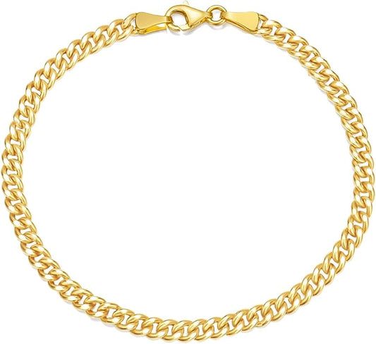 SISGEM Solid 18k Gold Cuban Link Anklet for Women, Real 18 Karat Gold Ankle Bracelet for Her (3.2 mm, 10 inch)