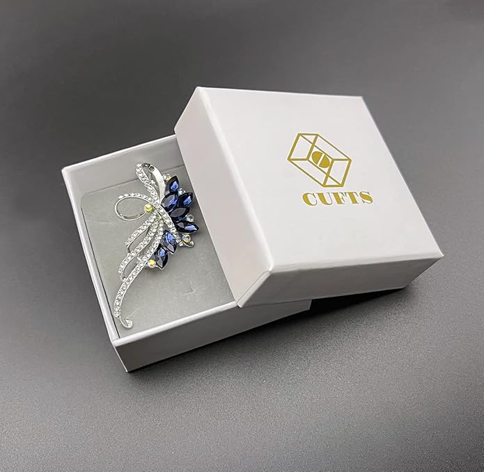 Blue Crystal Brooch Pins Fancy Vintage Style Rhinestone Flower Brooches Jewelry Gift for Women, girls, ladies