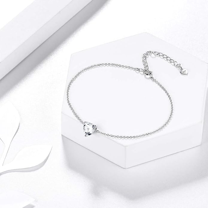 Aurora Tears 925 Sterling Silver 12 Birthstone Hearts Jewelry Women Crystal Wedding/Engagement/Bridal Heart Necklace/Earring/Ring/Bracelet Sets Jewellery