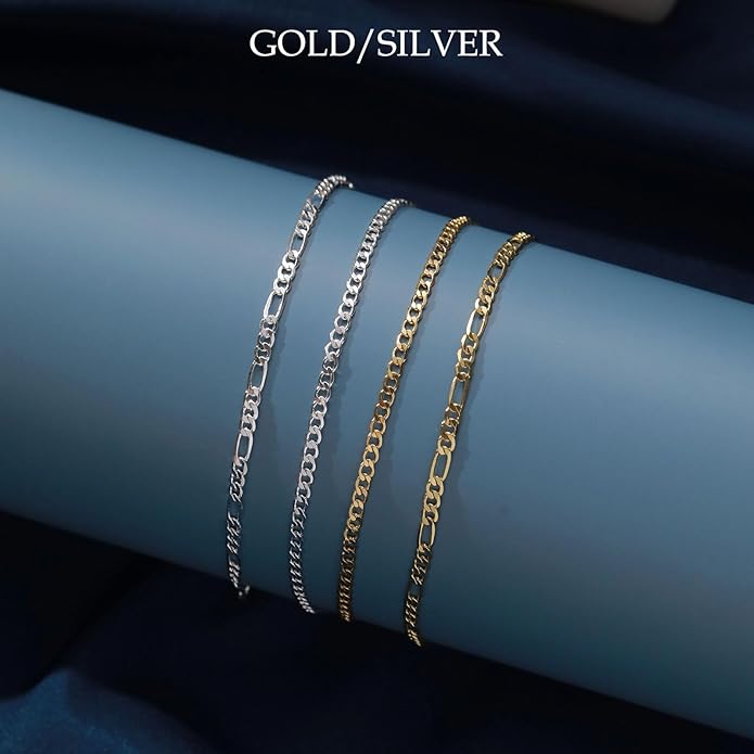 FUNEIA Gold Silver Ankle Bracelets for Women Waterproof 14K Gold Plated Anklets for Women Non Tarnish Dainty Layered Beaded Heart Anklet Set Summer Beach Foot Chain Jewelry Gifts Trendy Stuff