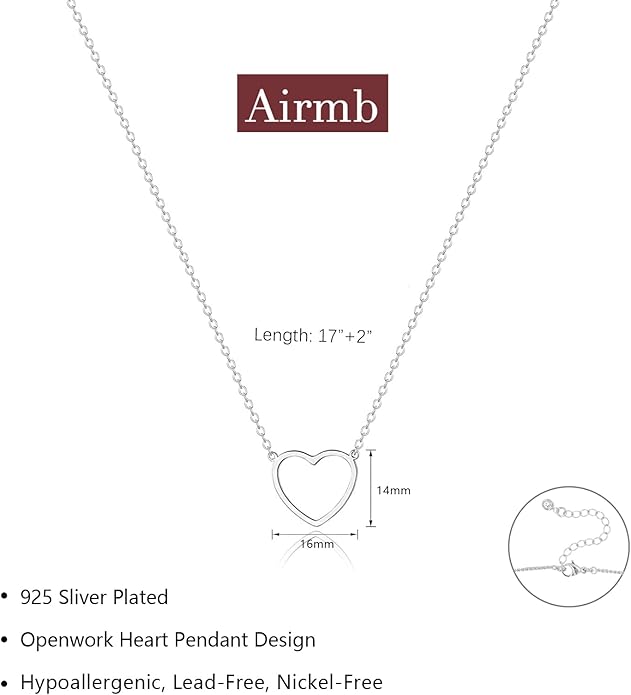 Heart Necklace for Women Gold/Silver Plated Trendy Heart Choker Lover Pendant Hypoallergenic Fashion Gold/Silver Necklace for Women Love Jewelry Gift for Women Girlfriend
