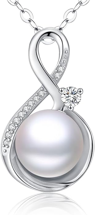 Sebina Pearl Pendant Necklace for Women,925 Sterling Silver Pendant Jewelry,Anniversary Christmas Birthday Valentines Gifts for Wife, Mom, Dauhter, Girlfriend,Her