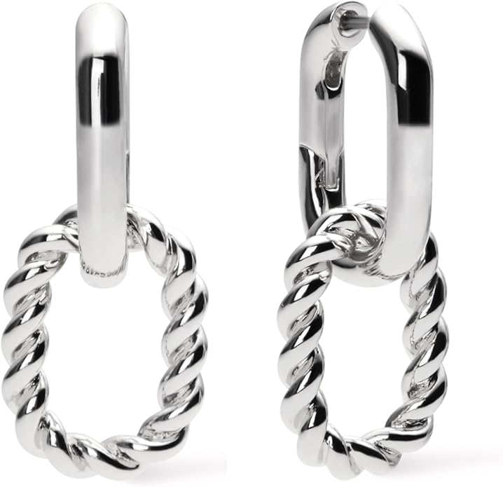 Ana Luisa Ash Double Hoop Earrings for Women - 14K Gold Plated, Silver & Two-Tone Drop Dangle Hoop Earring - Trendy Paperclip Link Huggie Hoop - Hypoallergenic, Water-Resistant & Tarnish-Free Jewelry