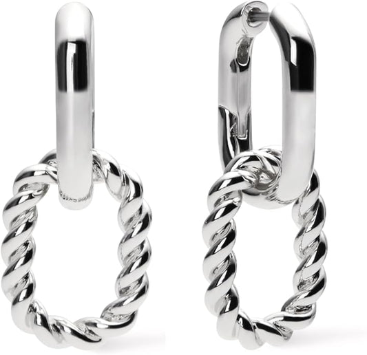 Ana Luisa Ash Double Hoop Earrings for Women - 14K Gold Plated, Silver & Two-Tone Drop Dangle Hoop Earring - Trendy Paperclip Link Huggie Hoop - Hypoallergenic, Water-Resistant & Tarnish-Free Jewelry