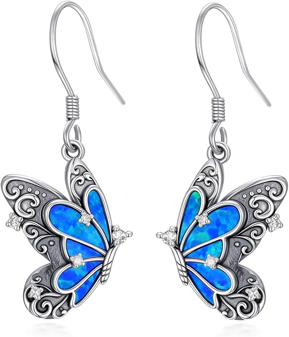 Diamond Butterfly/Dragonfly/Bee Earrings for Women 925 Sterling Silver Opal Dangle Drop Earrings Jewelry Gift for Mother Wife
