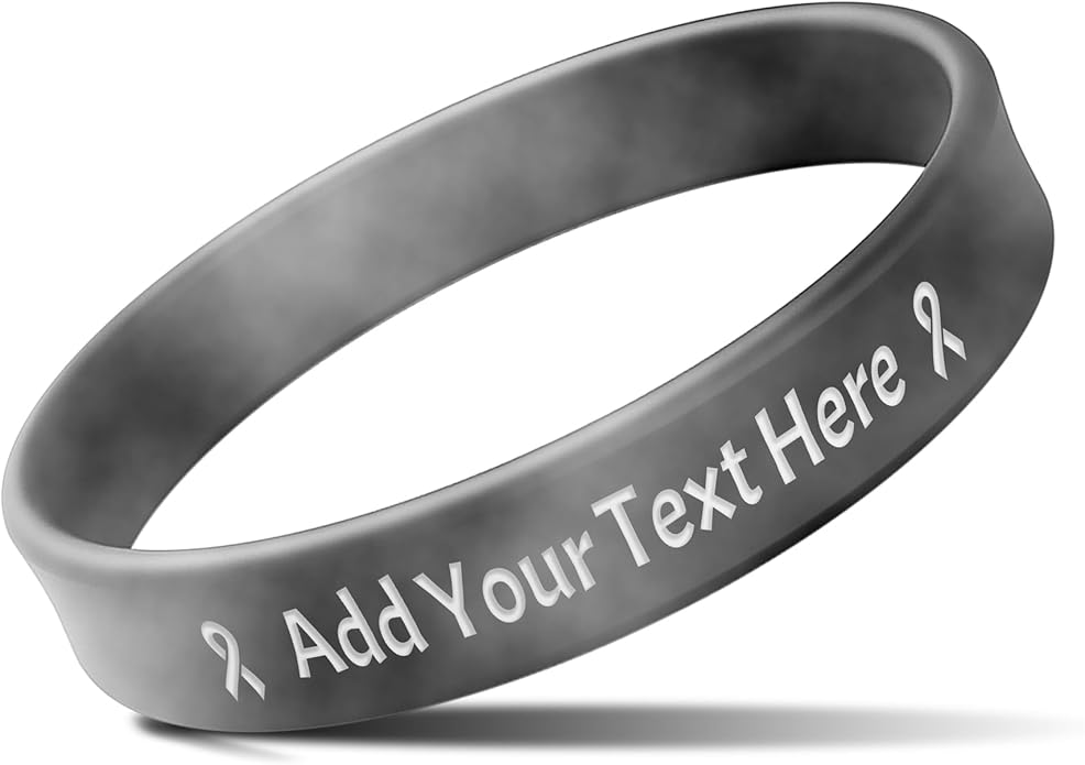 Custom Rubber Bracelets with Text Logo Clipart Customizable Bracelet Personalized 1/2 Inch Silicone Wristbands for Awareness, Events, Support, Promotions