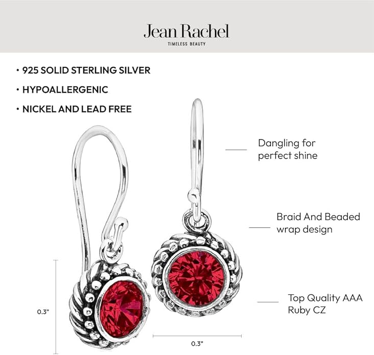 JEAN RACHEL JEWELRY 925 Sterling Silver Dangle Earrings for Women - Rope with Cubic Zirconia Vintage Design - Hypoallergenic, Lead & Nickel Free - Artisan Handcrafted Statement Earrings