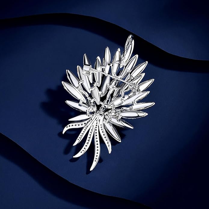 Sparkling Rhinestone Flower Brooch Pin Premium Blue Purple Crystal Flower Brooch Lapel Pins Vintage White Rose Broochs Clothes Hat Bag Dress Clothing Jewelry for Women