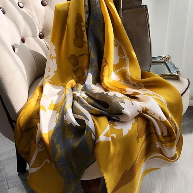 Clysoru Silk Scarf For Women Hair Scarves Lightweight Satin Elegant Shawl Wraps Bufanda Mujer Fashion Accessories 70.8"X35.4"