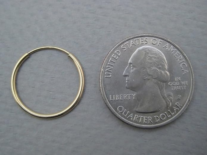 14k Gold Endless Hoop Earrings, 1.25mm Thick Tube